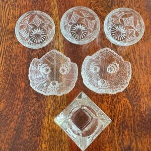 Unique Vintage Clear Glass Serveware Set